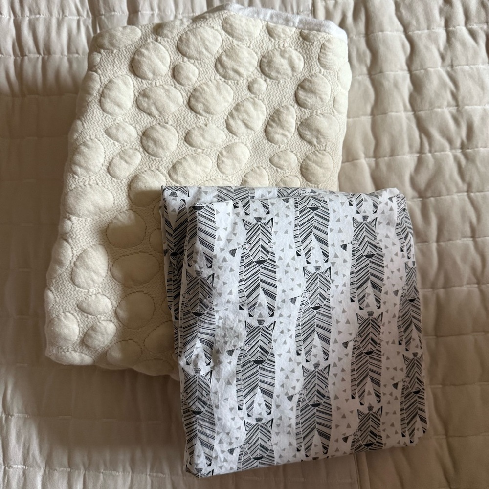 Land of Nod Zebra Crib Sheet & Organic Mattress Cover